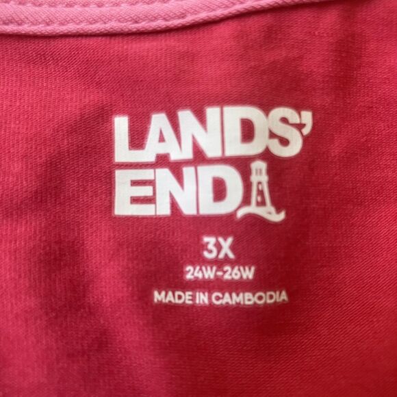 Lands End Womens Long Sleeve Button Up Top Plus Size 3X Pink Bishop Romantic V - Picture 5 of 9